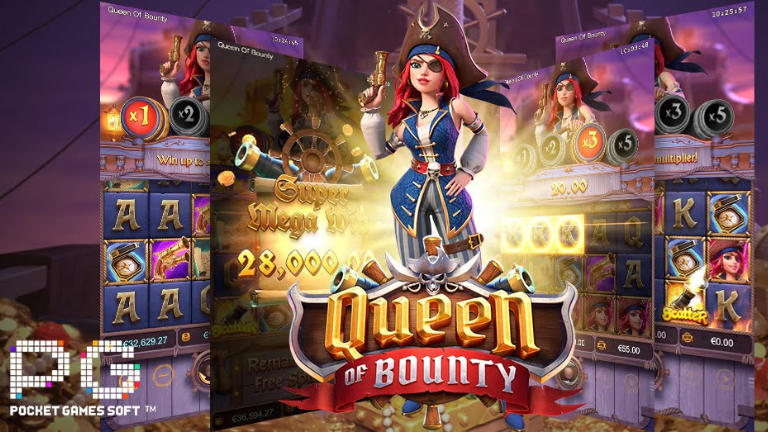 "Queen of Bounty PG Soft Slot featuring pirate theme and exciting bonus features."

